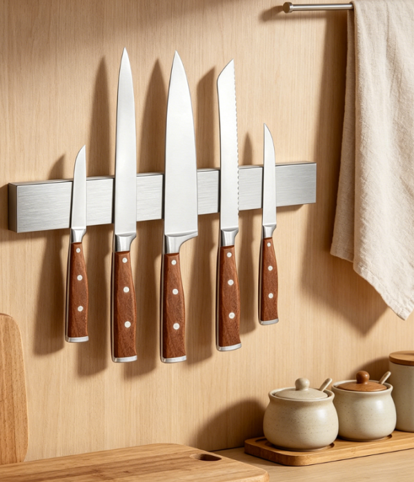 Metal magnetic knife holder, refrigerator/wall mounted storage strip