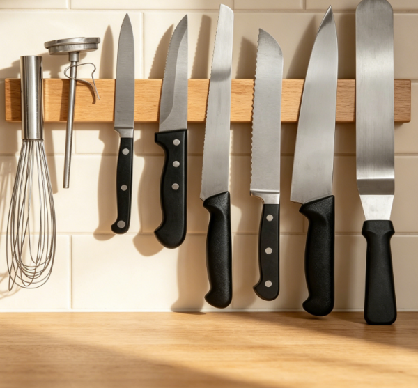 Stainless steel multi functional strong magnetic knife and tool storage rack